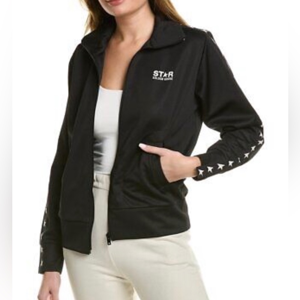 STAR GOLDEN GOOSE Women’s Black Zip-Up Sweatshirt With White Stars Size Small